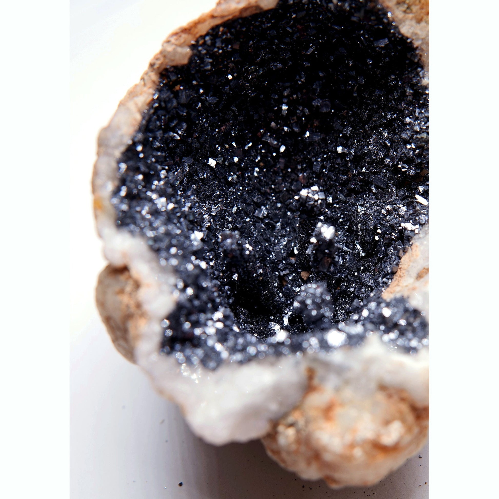 Black Druzy Quartz & Agate Geode Pair - 316g - Luna Panther