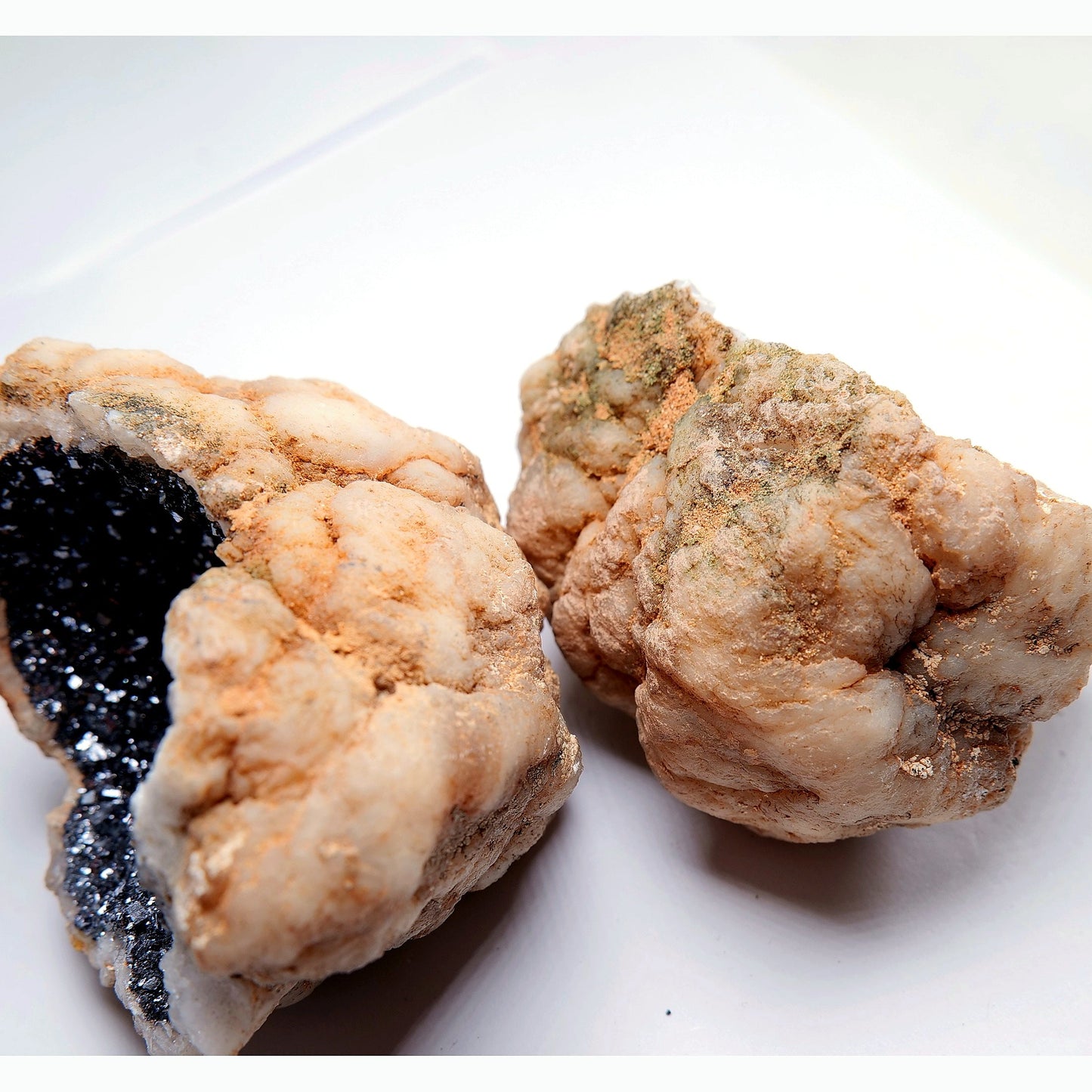 Black Druzy Quartz & Agate Geode Pair - 316g - Luna Panther