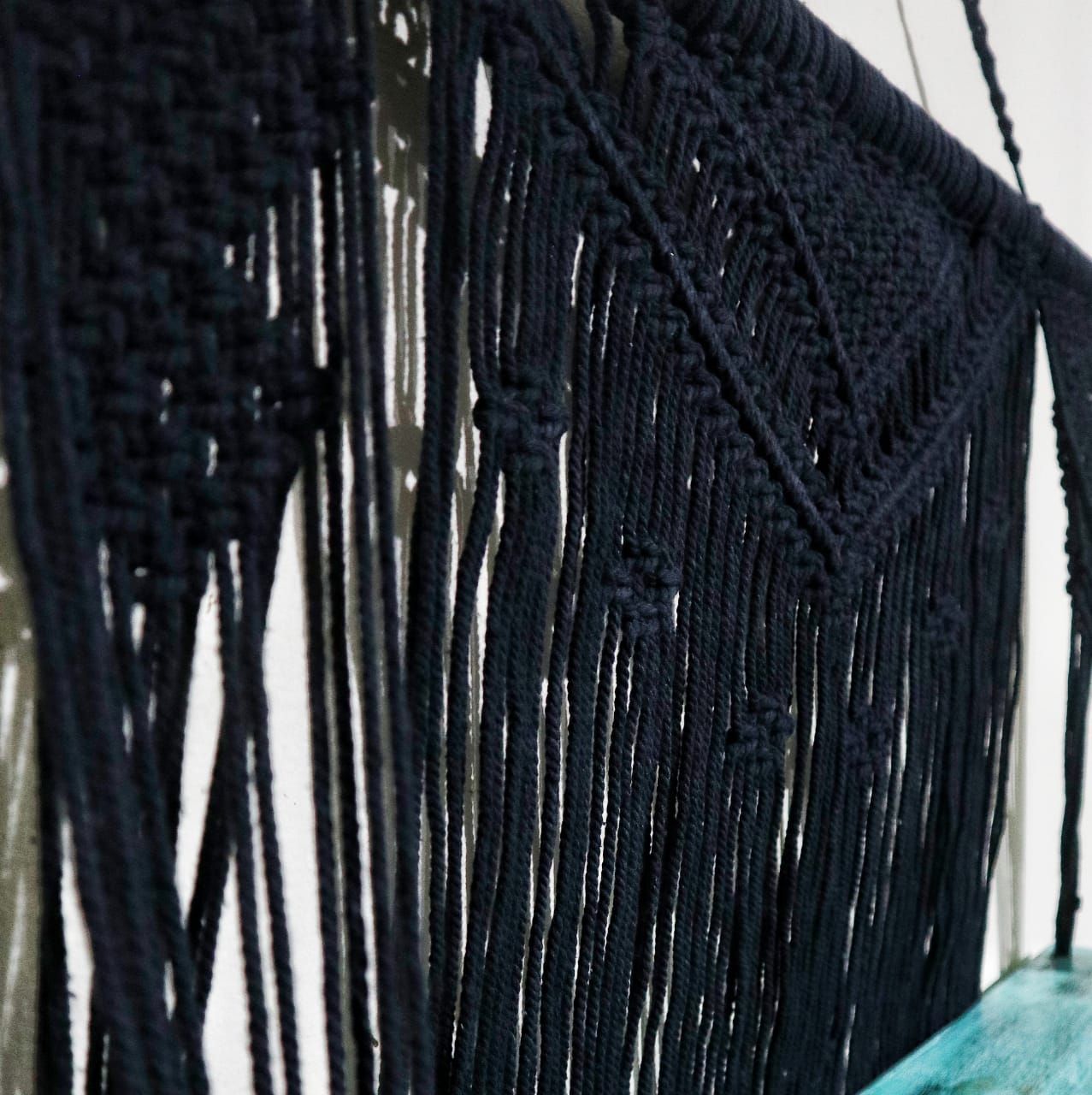 Black Macrame Hanging Shelves - Turquoise - Luna Panther