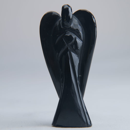 Black Obsidian Angel Carving 54g 80mm - Luna Panther