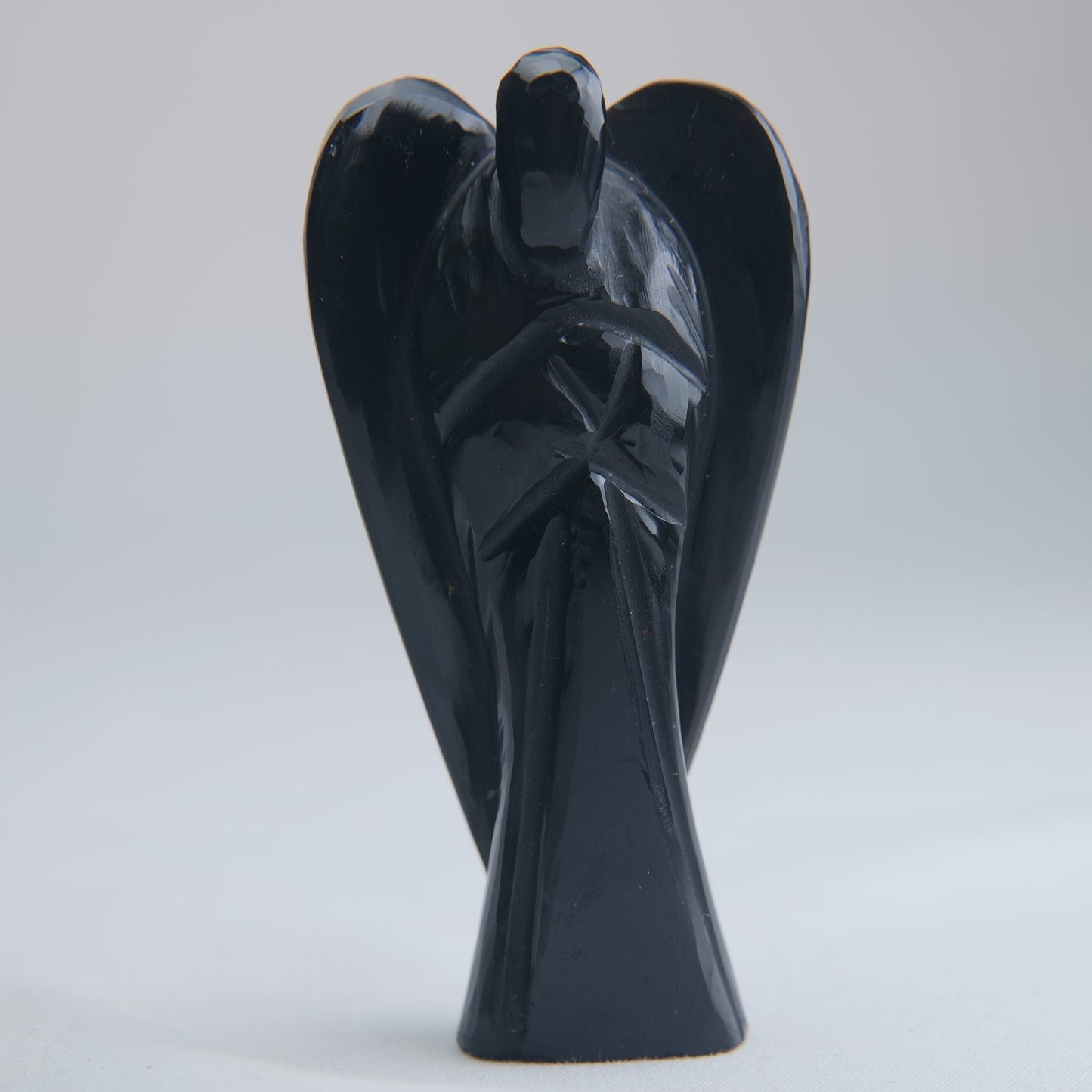 Black Obsidian Angel Carving 65g 80mm - Luna Panther