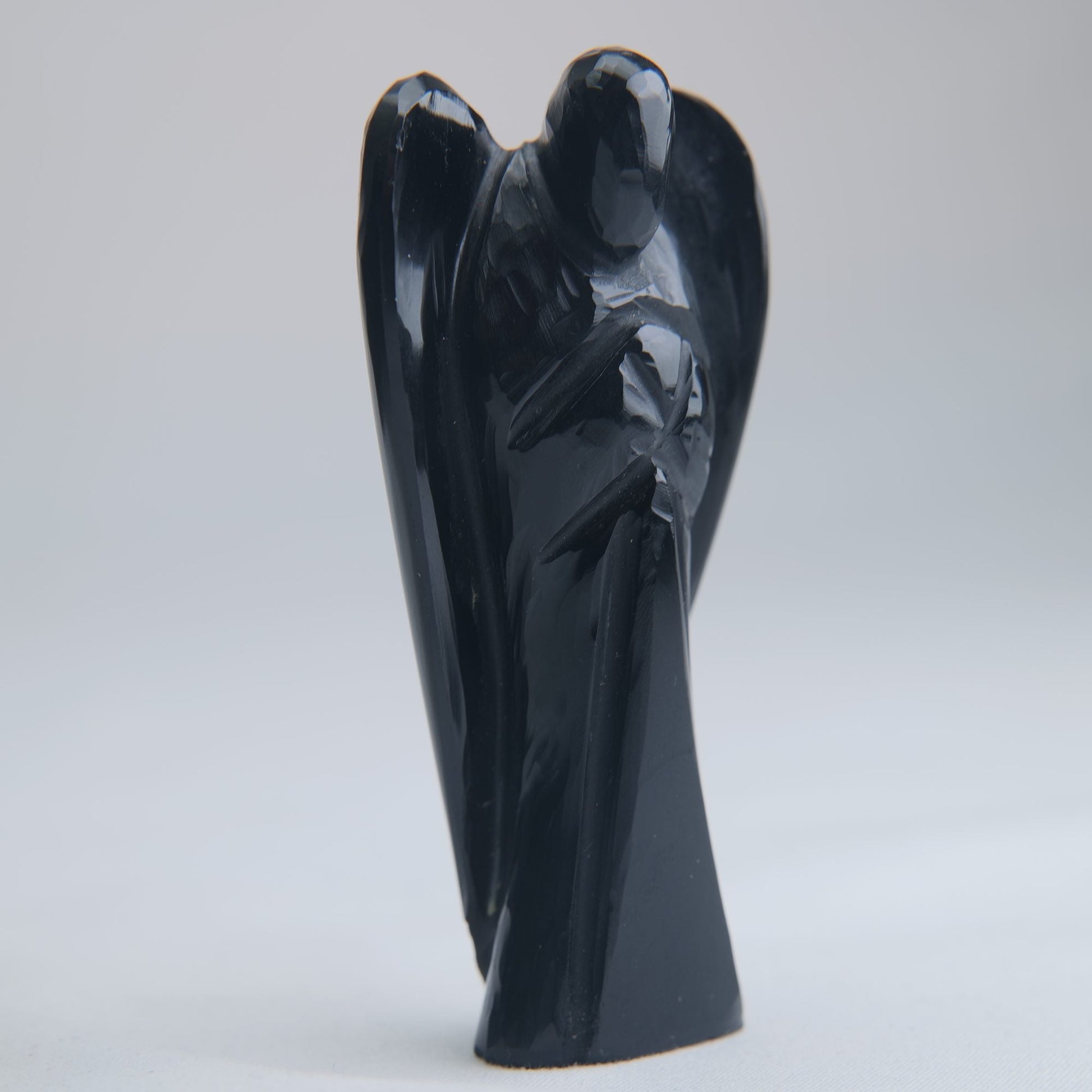 Black Obsidian Angel Carving 65g 80mm - Luna Panther