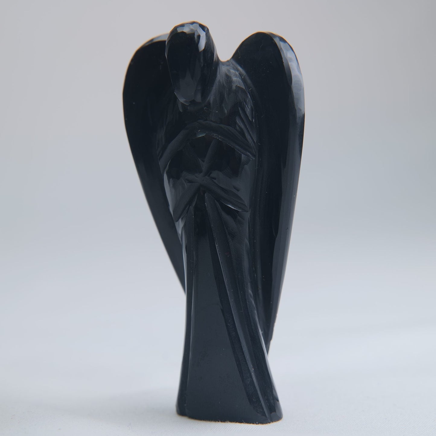 Black Obsidian Angel Carving 65g 80mm - Luna Panther