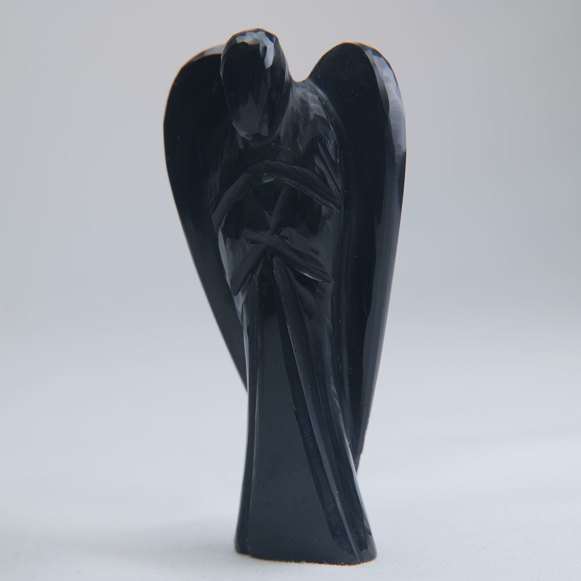 Black Obsidian Angel Carving 65g 80mm - Luna Panther