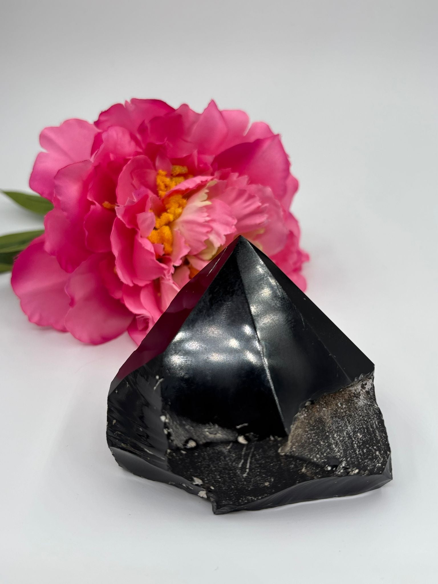 Polished Black Obsidian Natural Point 284g featuring deep jet-black tone and glassy finish - Luna Panther