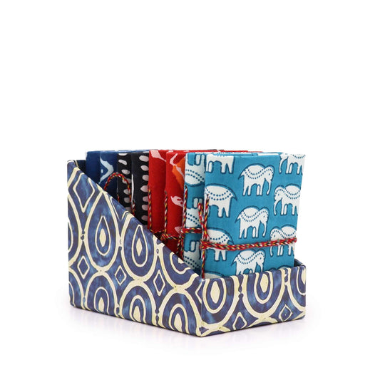 Block Print Assorted Cotton Bound Notebooks 7 × 10 cm - Luna Panther