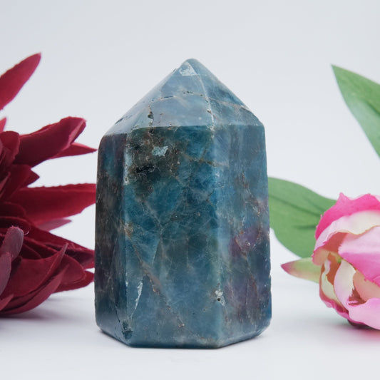 Blue Apatite polished Tower 320grams - Luna Panther