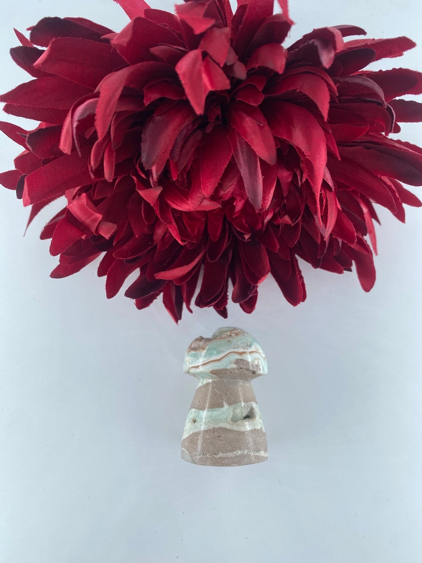 Polished Blue Aragonite Mushroom featuring pale aqua tone with silky texture - Luna Panther