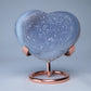 Blue Grey Druzy Agate Heart 274g with Stand - Luna Panther