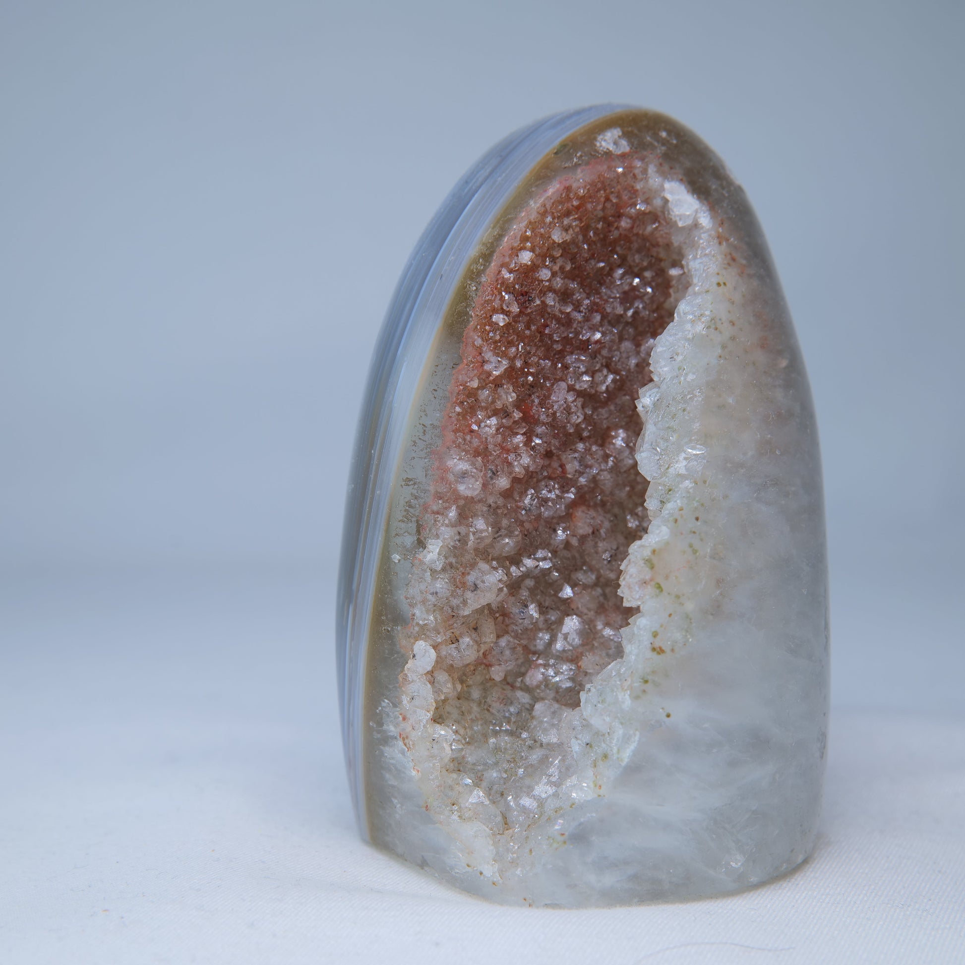 Blue Grey Druzy Agate Heart 274g with Stand - Luna Panther
