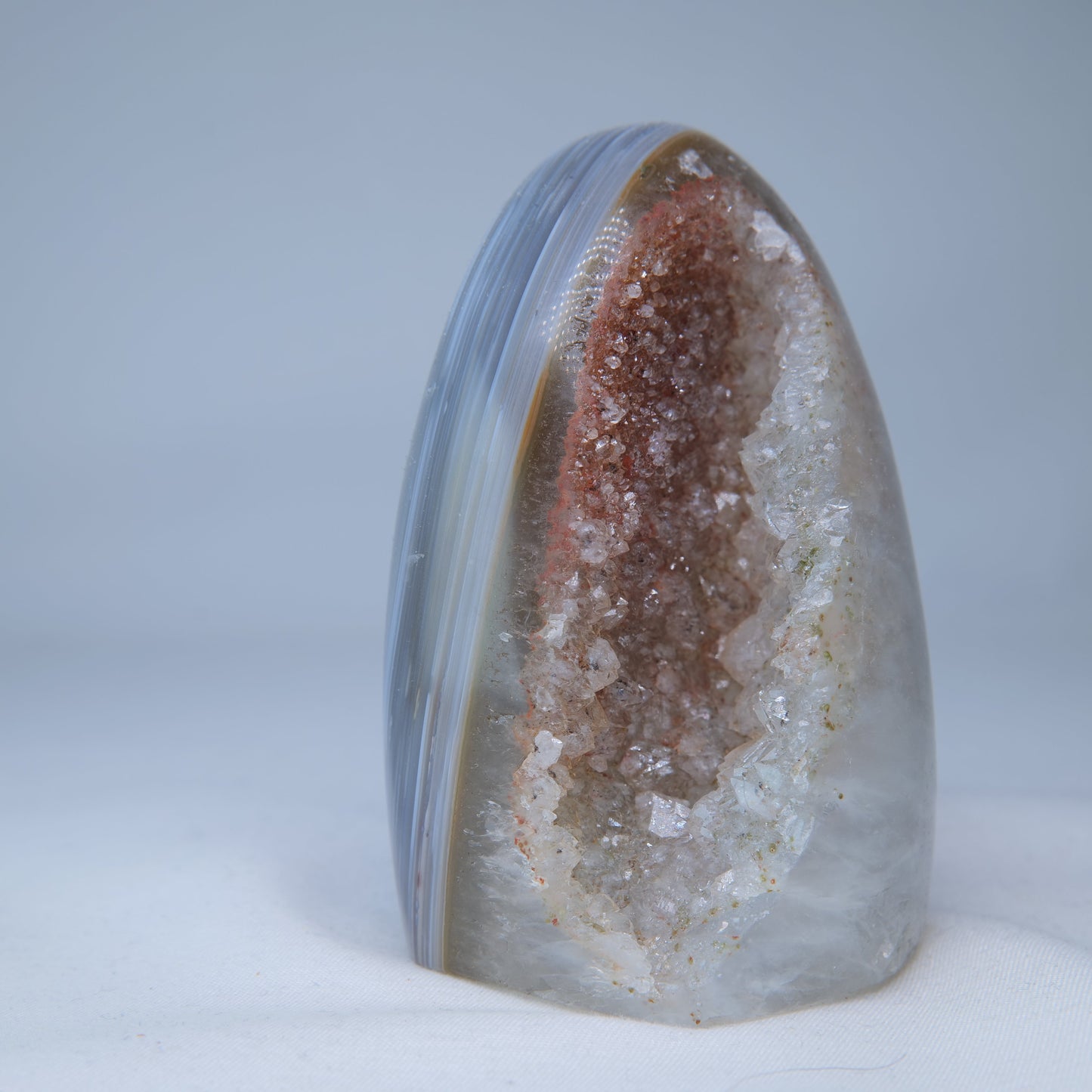 Blue Grey Druzy Agate Heart 274g with Stand - Luna Panther