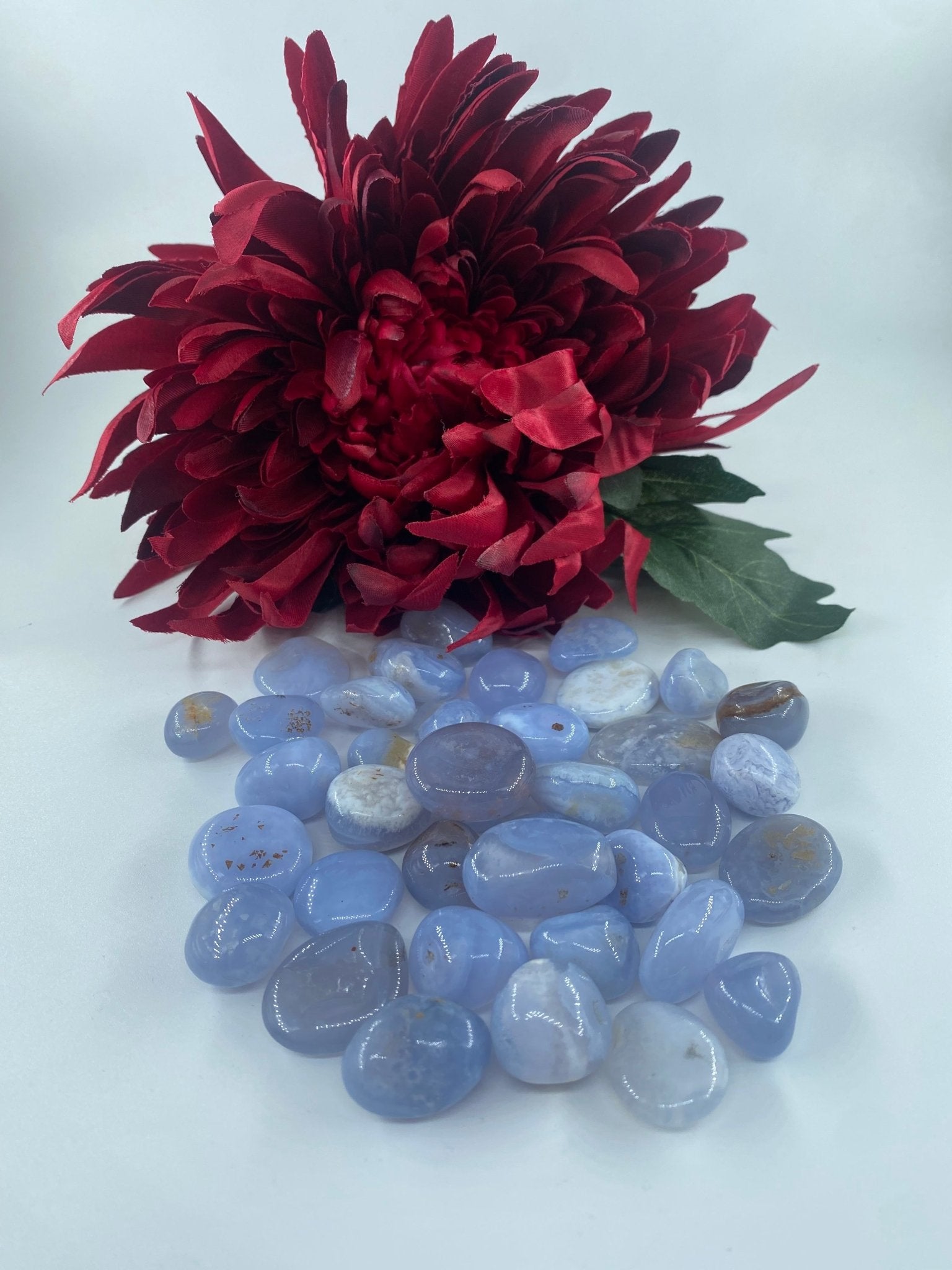 Polished Blue Lace Agate - Small Tumble Stone featuring pale blue banding and soft translucence - Luna Panther