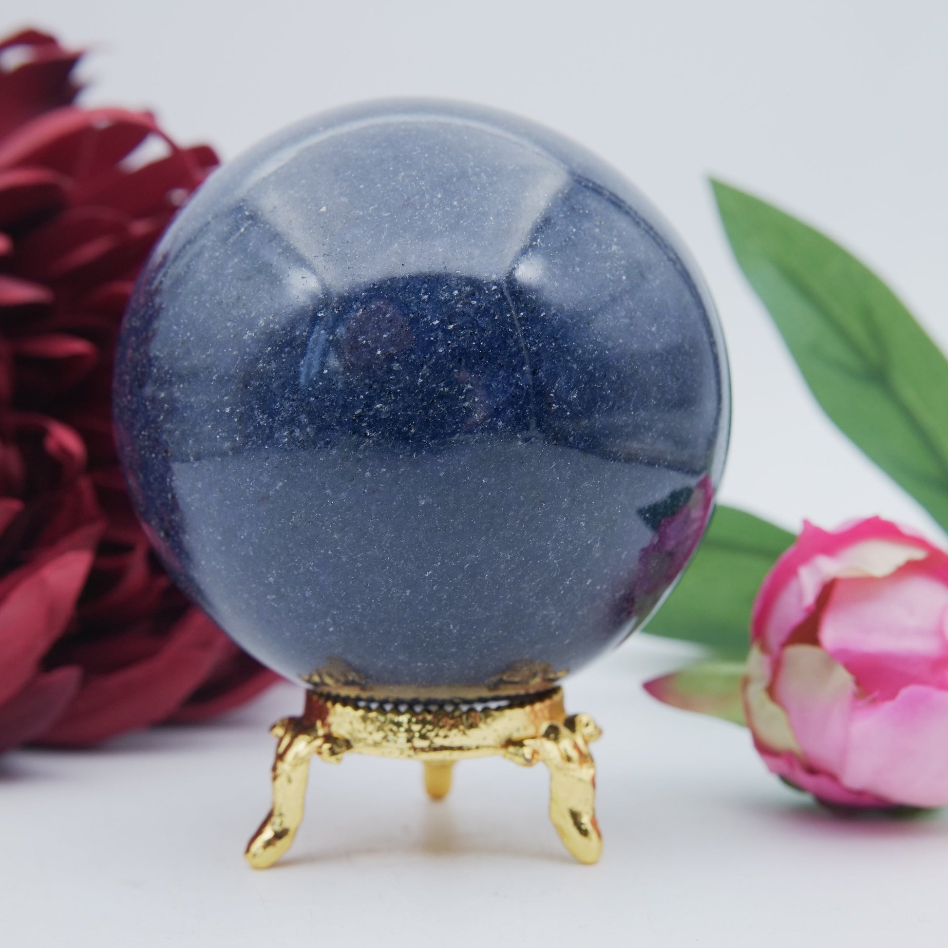 Polished Blue Lazulite Sphere - 526g featuring natural patterning and unique variations - Luna Panther