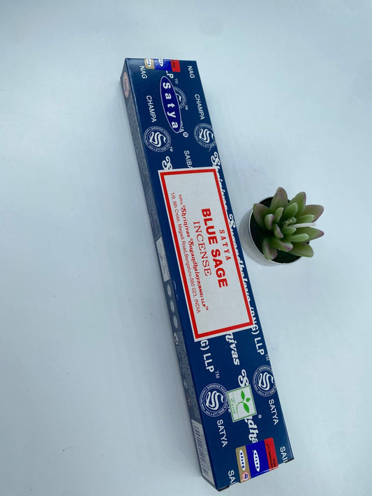 Polished Blue Sage Incense - Satya featuring natural patterning and unique variations - Luna Panther