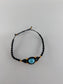Polished Blue Turquoise Black Micro Macrame Bracelet featuring natural patterning and unique variations - Luna Panther