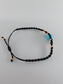 Polished Blue Turquoise Black Micro Macrame Bracelet featuring natural patterning and unique variations - Luna Panther