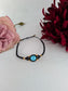 Polished Blue Turquoise Black Micro Macrame Bracelet featuring natural patterning and unique variations - Luna Panther