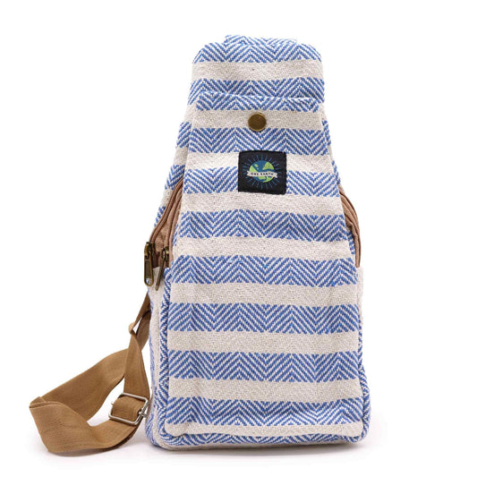 Polished Body Cross Bag Natural Cotton - Blue & White featuring natural patterning and unique variations - Luna Panther