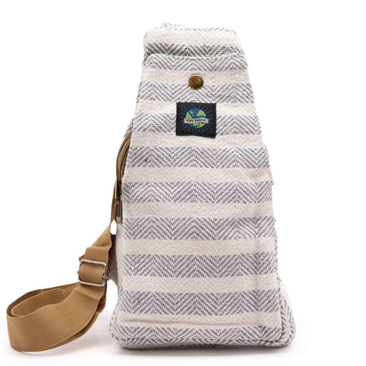 Polished Body Cross Bag Natural Cotton - Grey & White featuring natural patterning and unique variations - Luna Panther