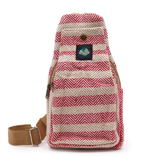 Polished Body Cross Bag Natural Cotton - Tan & Pink featuring natural patterning and unique variations - Luna Panther