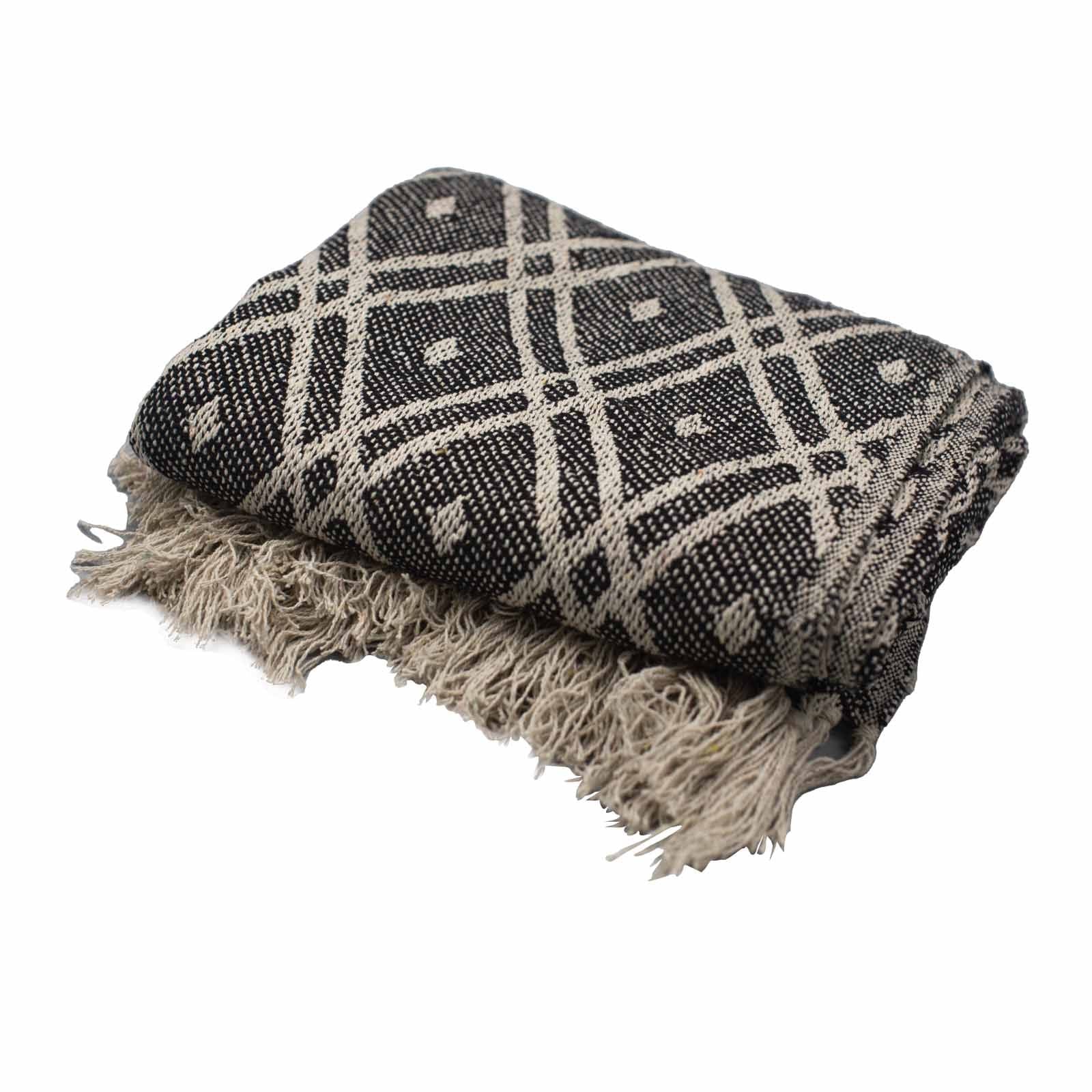 Boho Comfort Throws - Black & Beige Regency - Luna Panther