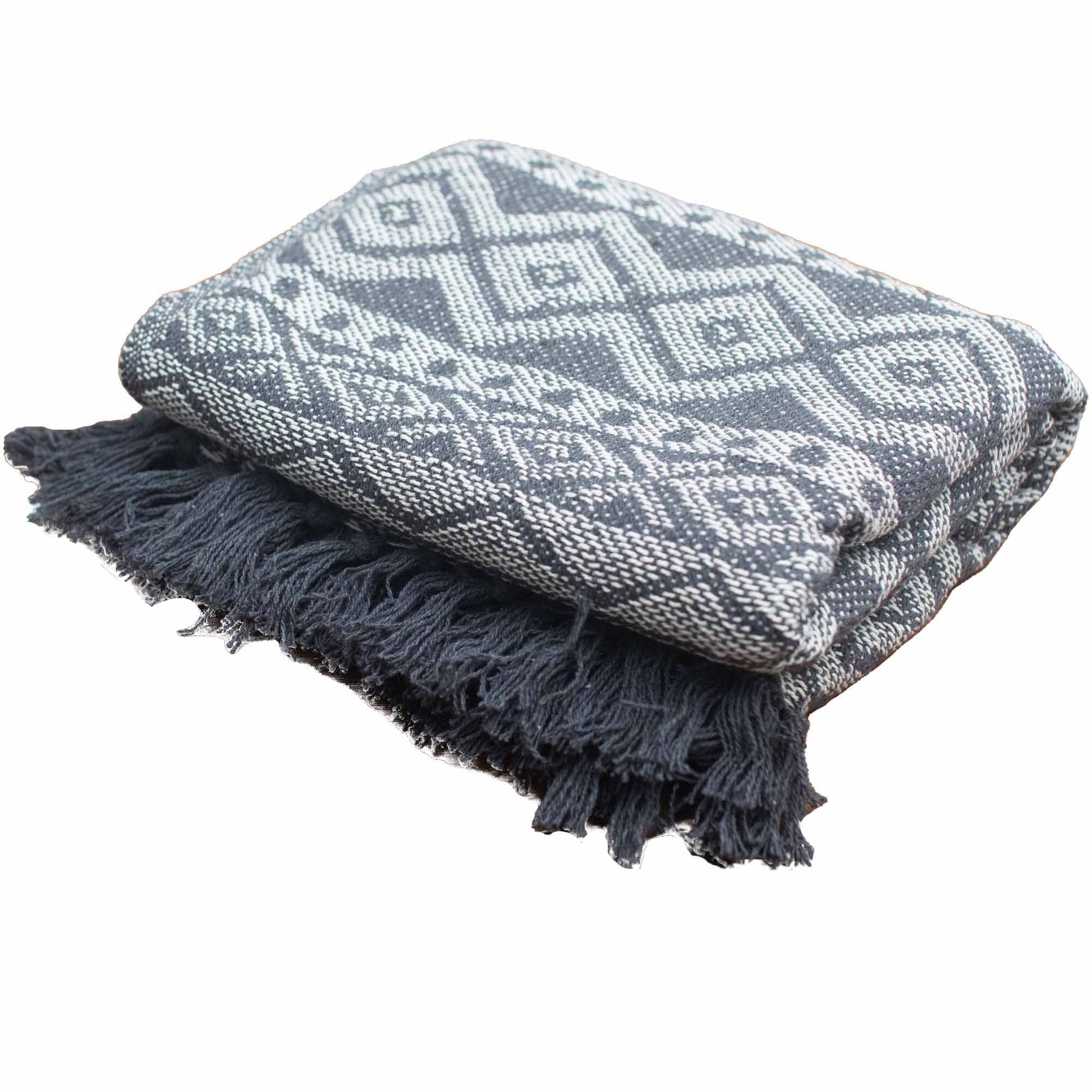 Boho Comfort Throws - Grey Geometric - Luna Panther