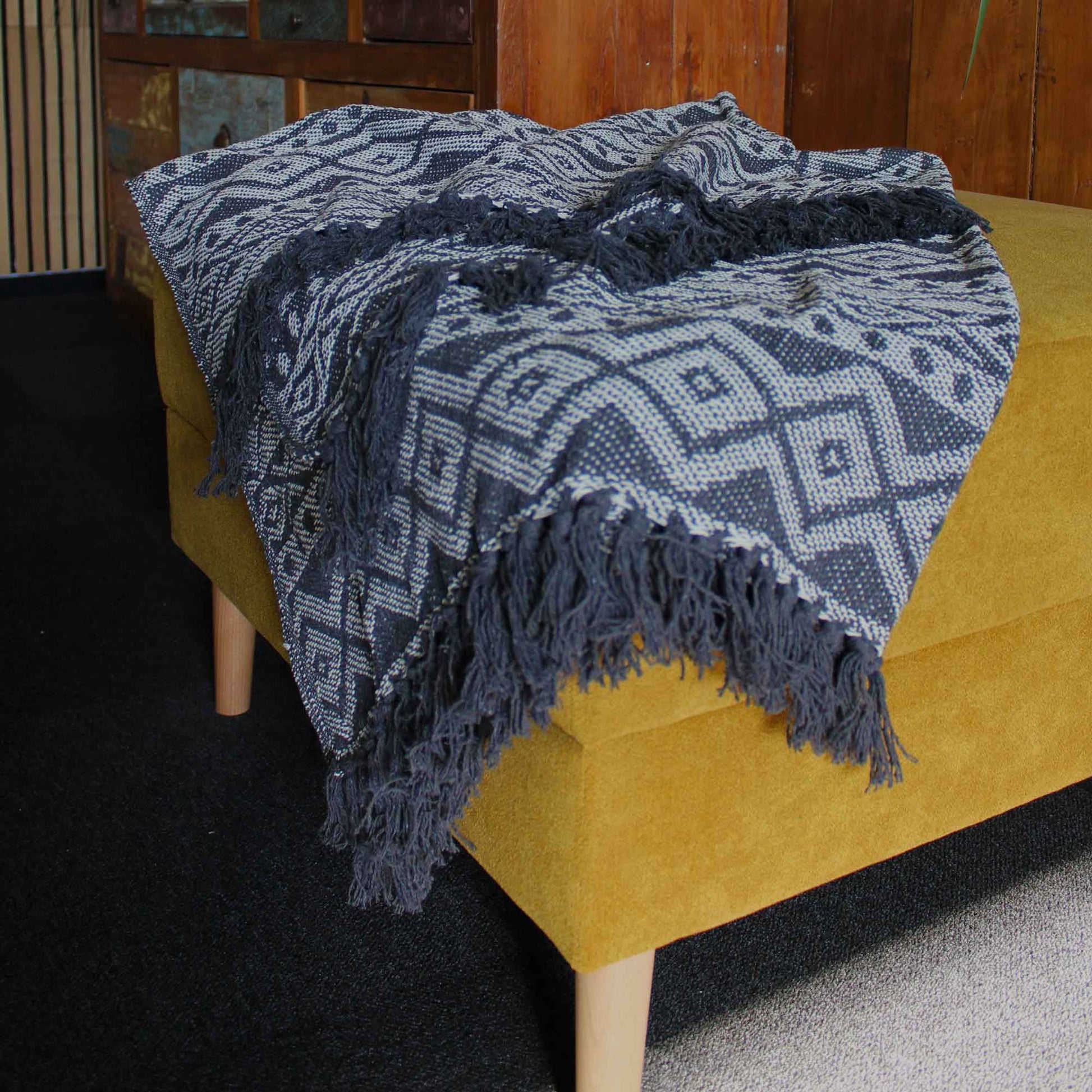 Boho Comfort Throws - Grey Geometric - Luna Panther