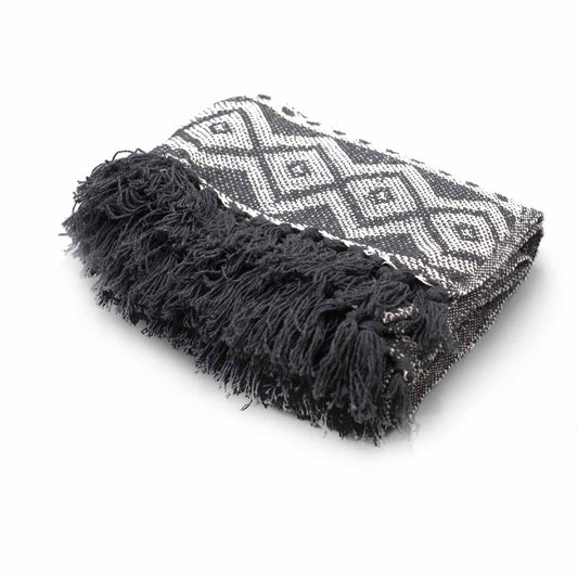 Boho Comfort Throws - Grey Geometric - Luna Panther