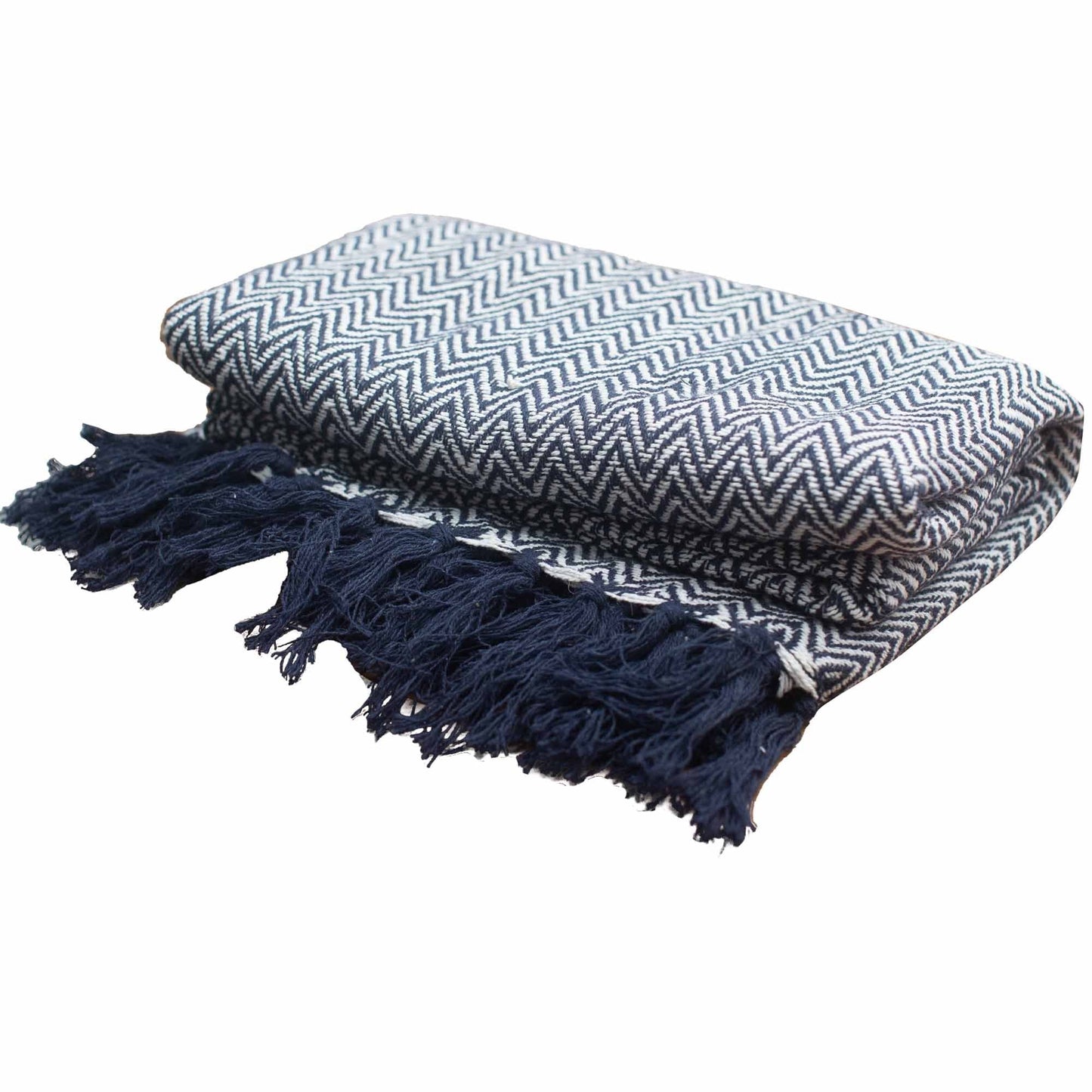 Boho Comfort Throws - Navy Zigzag - Luna Panther