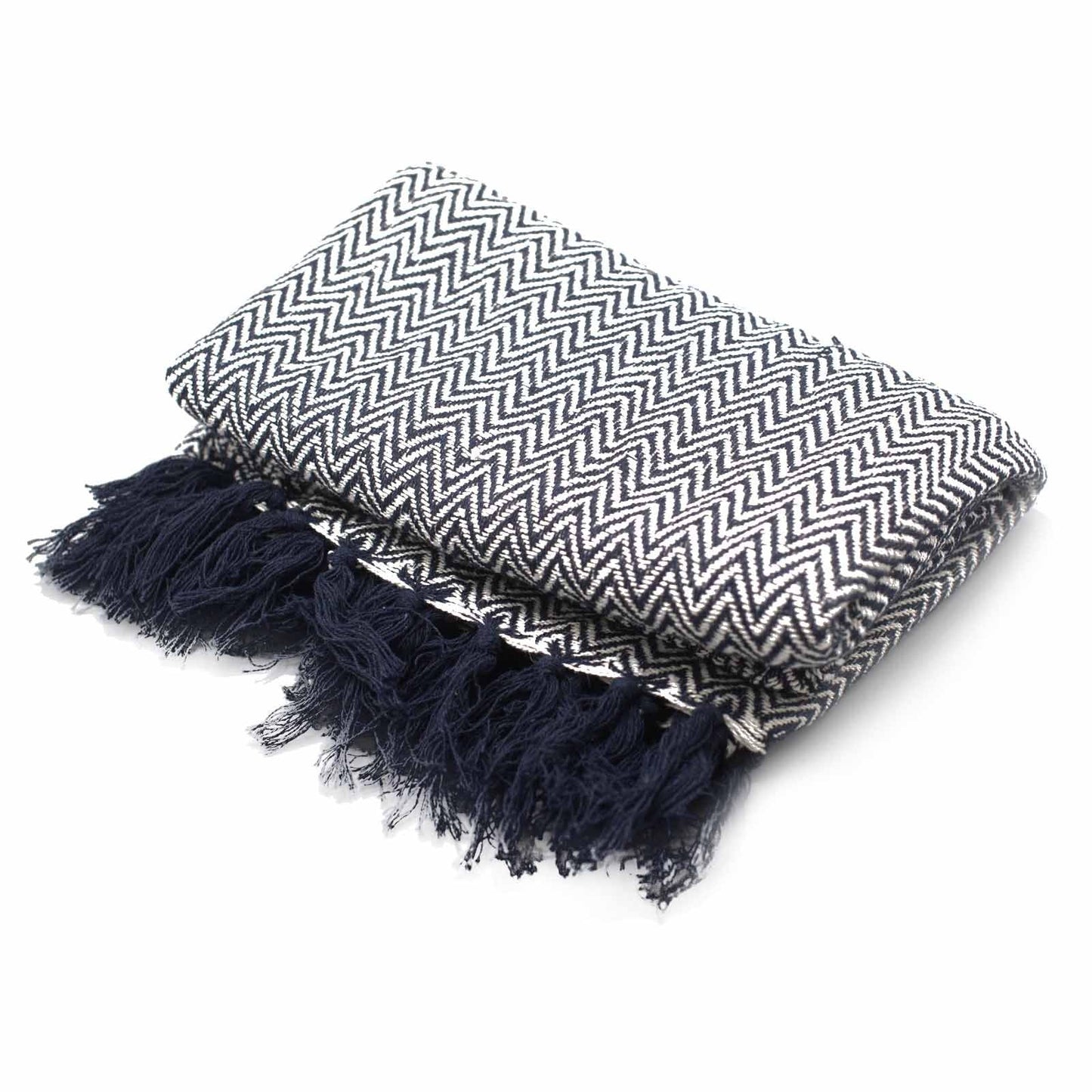 Boho Comfort Throws - Navy Zigzag - Luna Panther