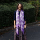 Boho Java Art Stole/Scarf - Lavender Stripes & Motif - 62x200cm - Luna Panther