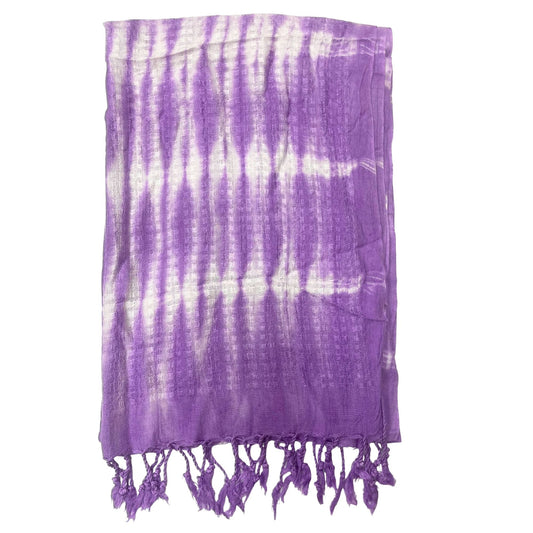 Boho Java Art Stole/Scarf - Lavender Stripes & Motif - 62x200cm - Luna Panther