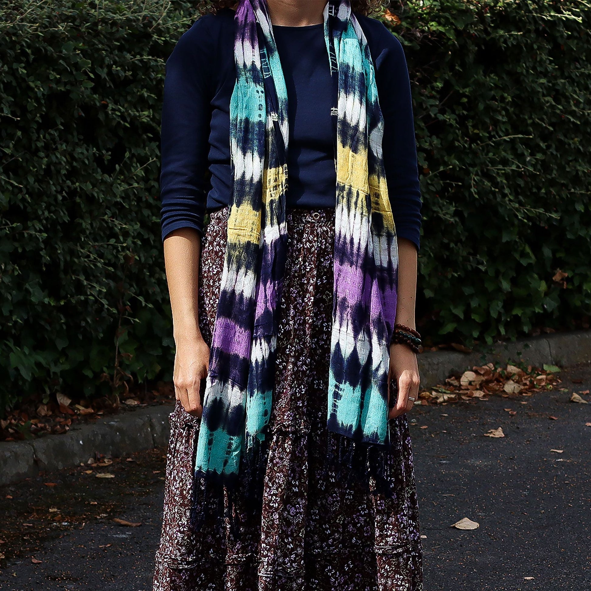 Boho Java Art Stole/Scarf - Multi Stripes - 62x200cm - Luna Panther