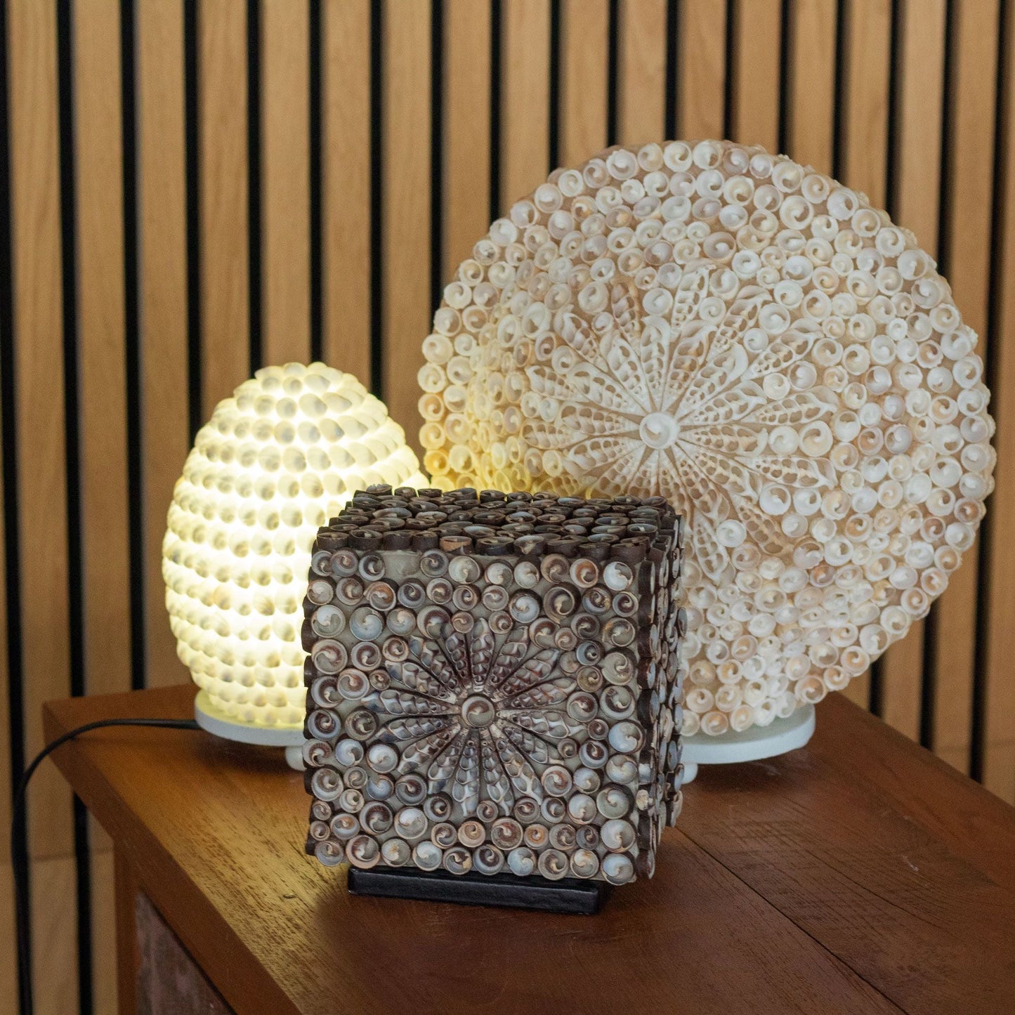 Boho Seashell Lamp - Cut Art Shell Oval - 15cm - Luna Panther
