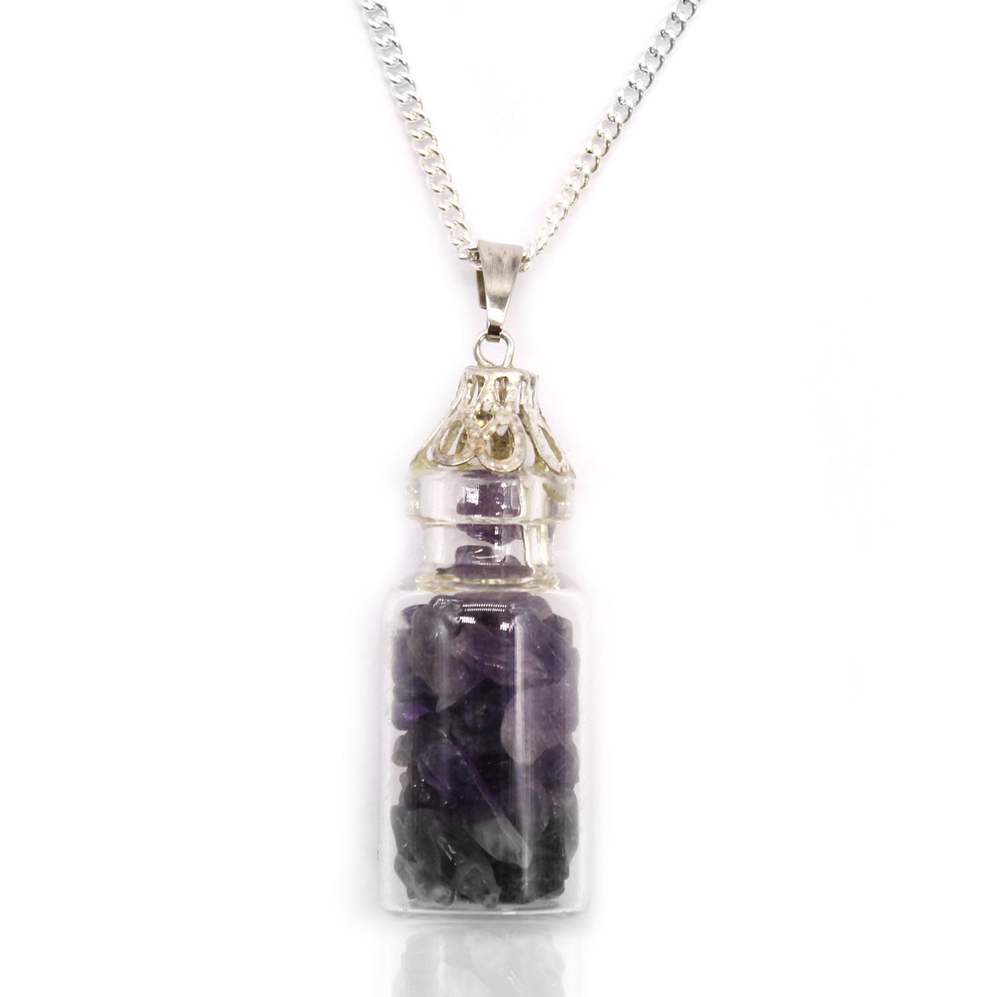 Polished Bottled Gemstones Necklace - Amethyst featuring rich purple colour and natural clarity - Luna Panther