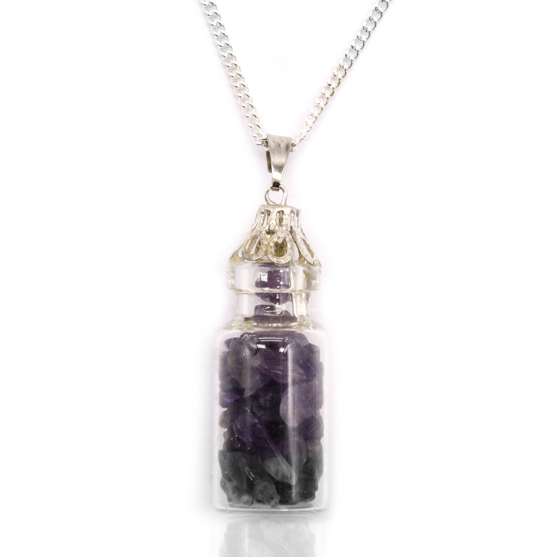 Polished Bottled Gemstones Necklace - Amethyst featuring rich purple colour and natural clarity - Luna Panther