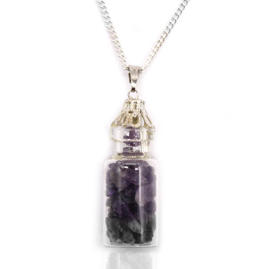 Polished Bottled Gemstones Necklace - Amethyst featuring rich purple colour and natural clarity - Luna Panther