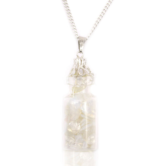 Polished Bottled Gemstones Necklace - Opalite featuring milky opalescent glow and smooth finish - Luna Panther