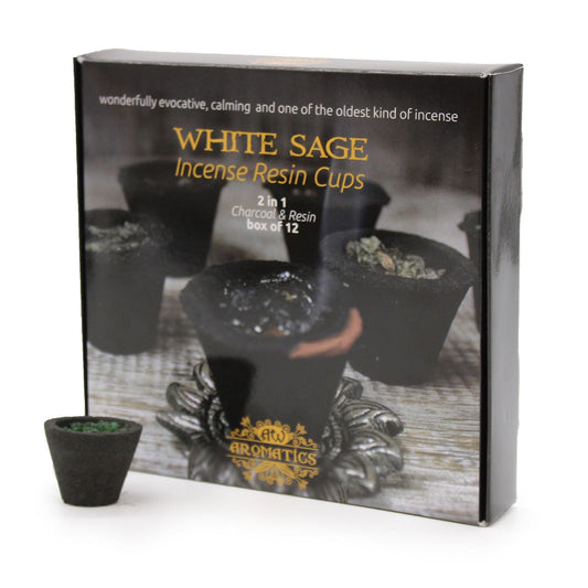 Box of 12 Resin Cups - White Sage - Luna Panther