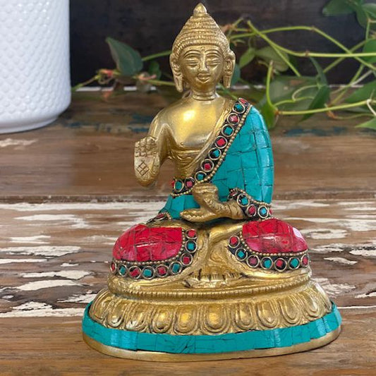 Brass Buddha Figure - Blessing - 15cm - Luna Panther