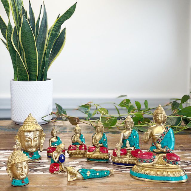 Brass Buddha Figure - Large Head - 11.5 cm - Luna Panther