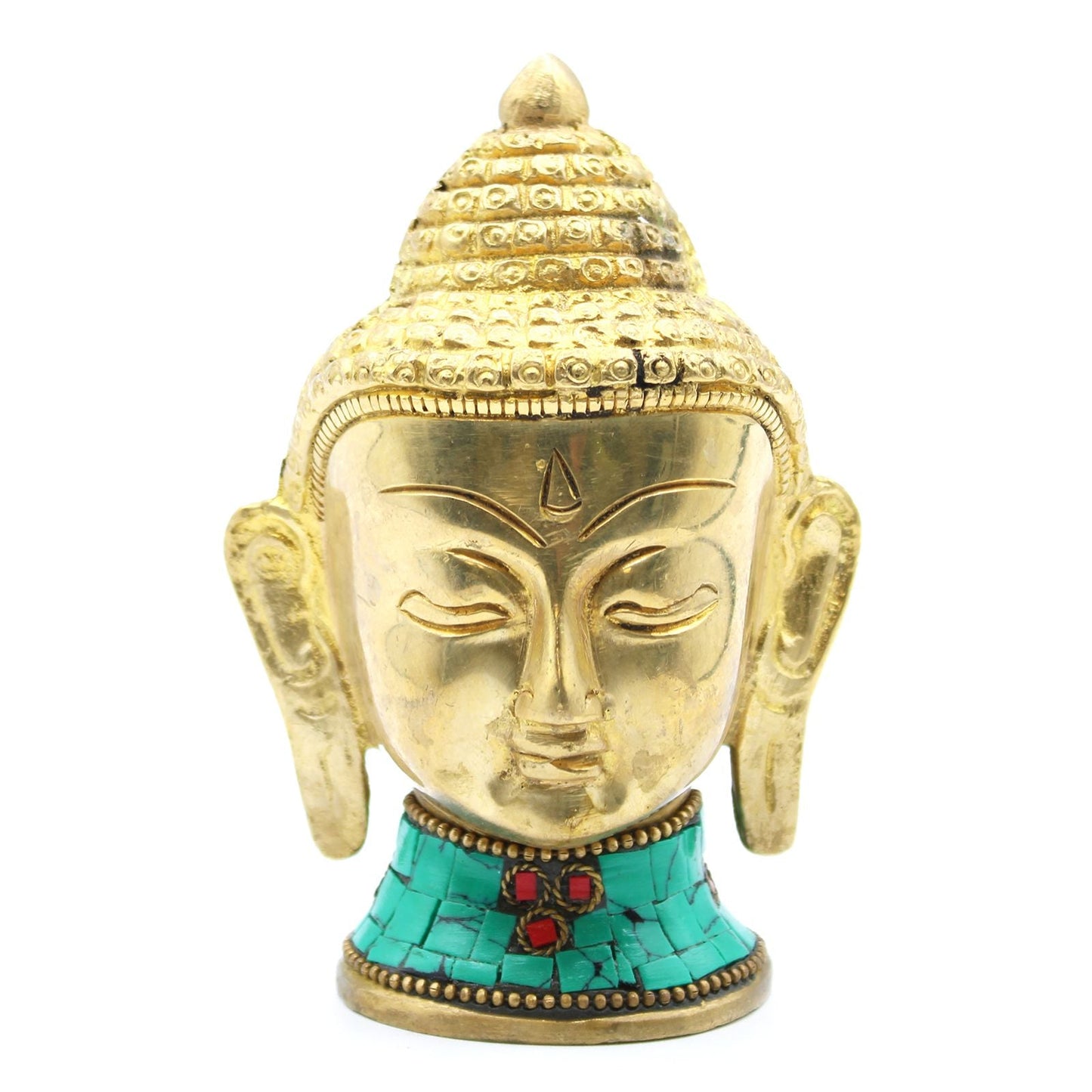 Brass Buddha Figure - Large Head - 11.5 cm - Luna Panther