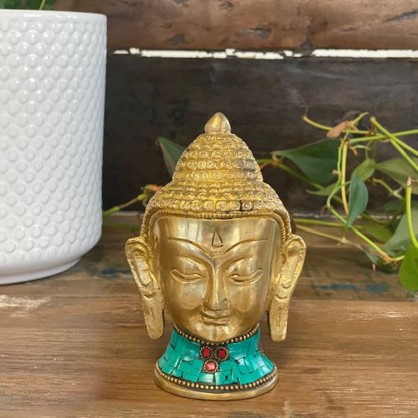 Brass Buddha Figure - Large Head - 11.5 cm - Luna Panther