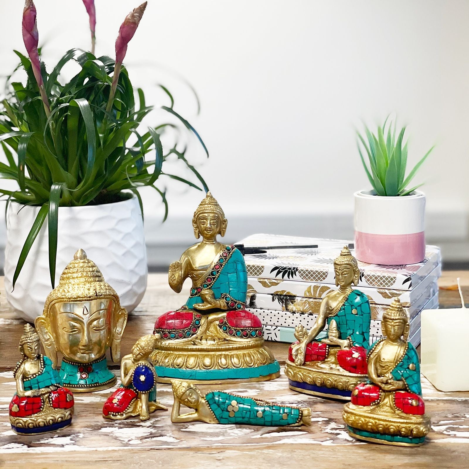 Brass Buddha Figure - Lying Down - 10cm - Luna Panther