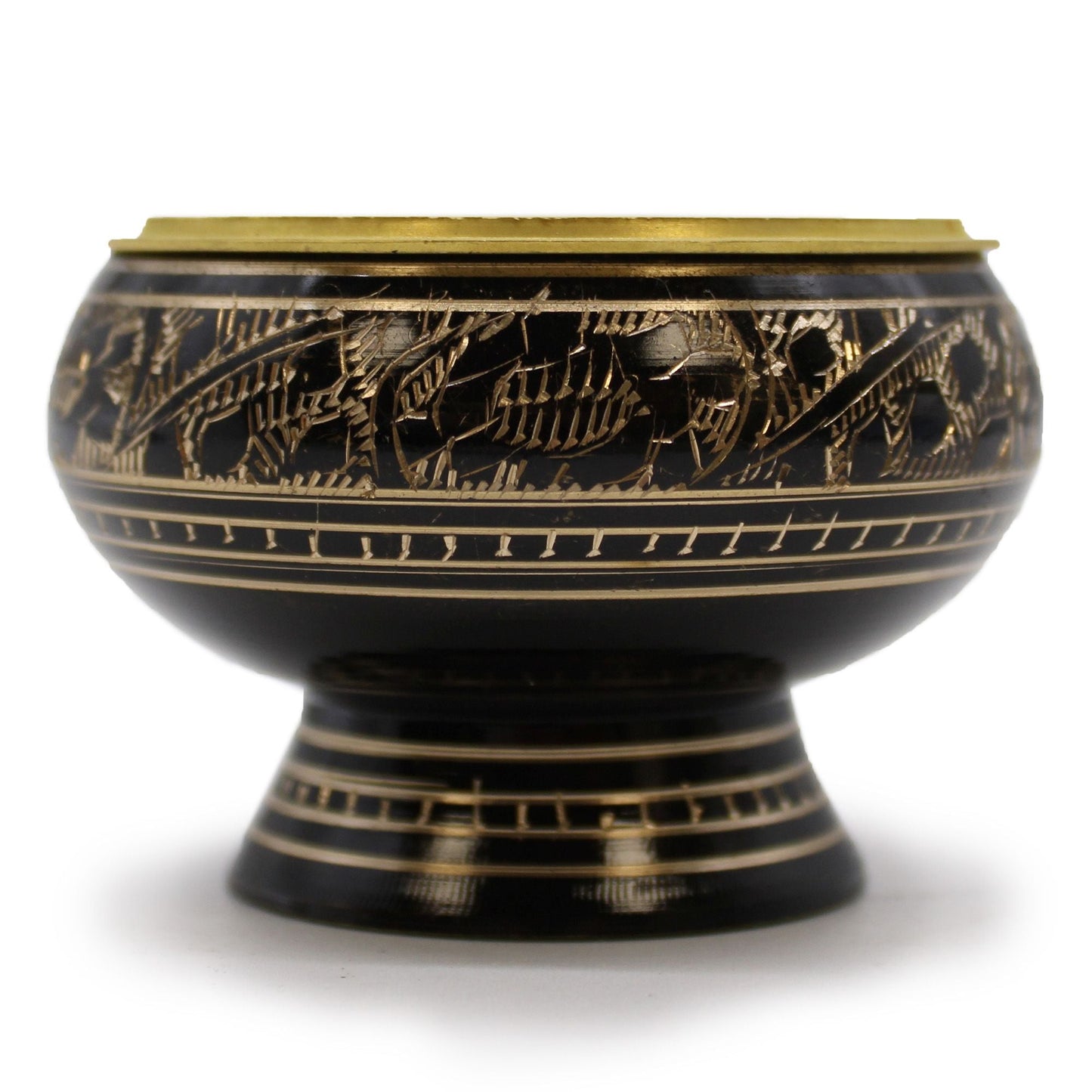 Polished Brass Charcoal Burner featuring natural patterning and unique variations - Luna Panther