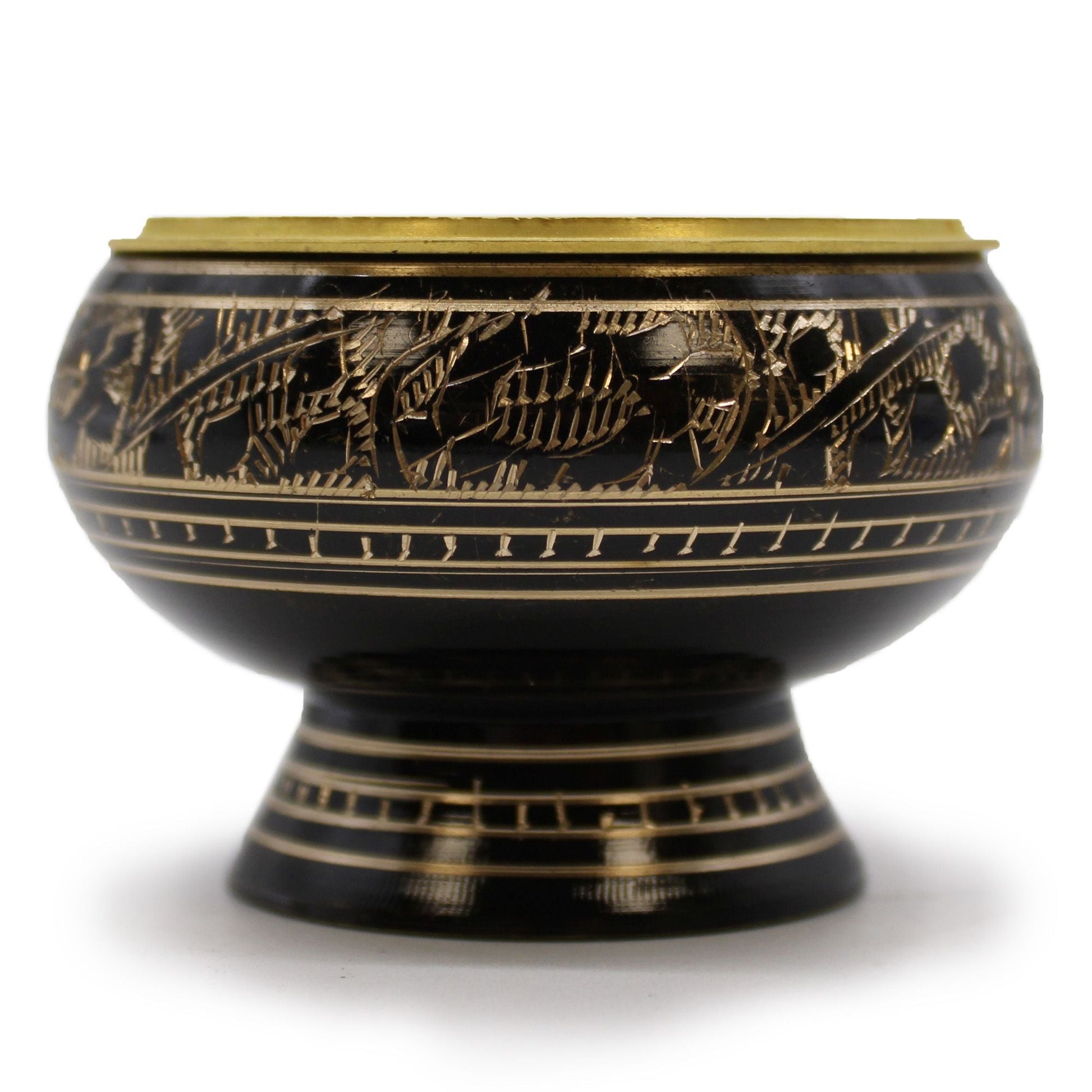Polished Brass Charcoal Burner featuring natural patterning and unique variations - Luna Panther