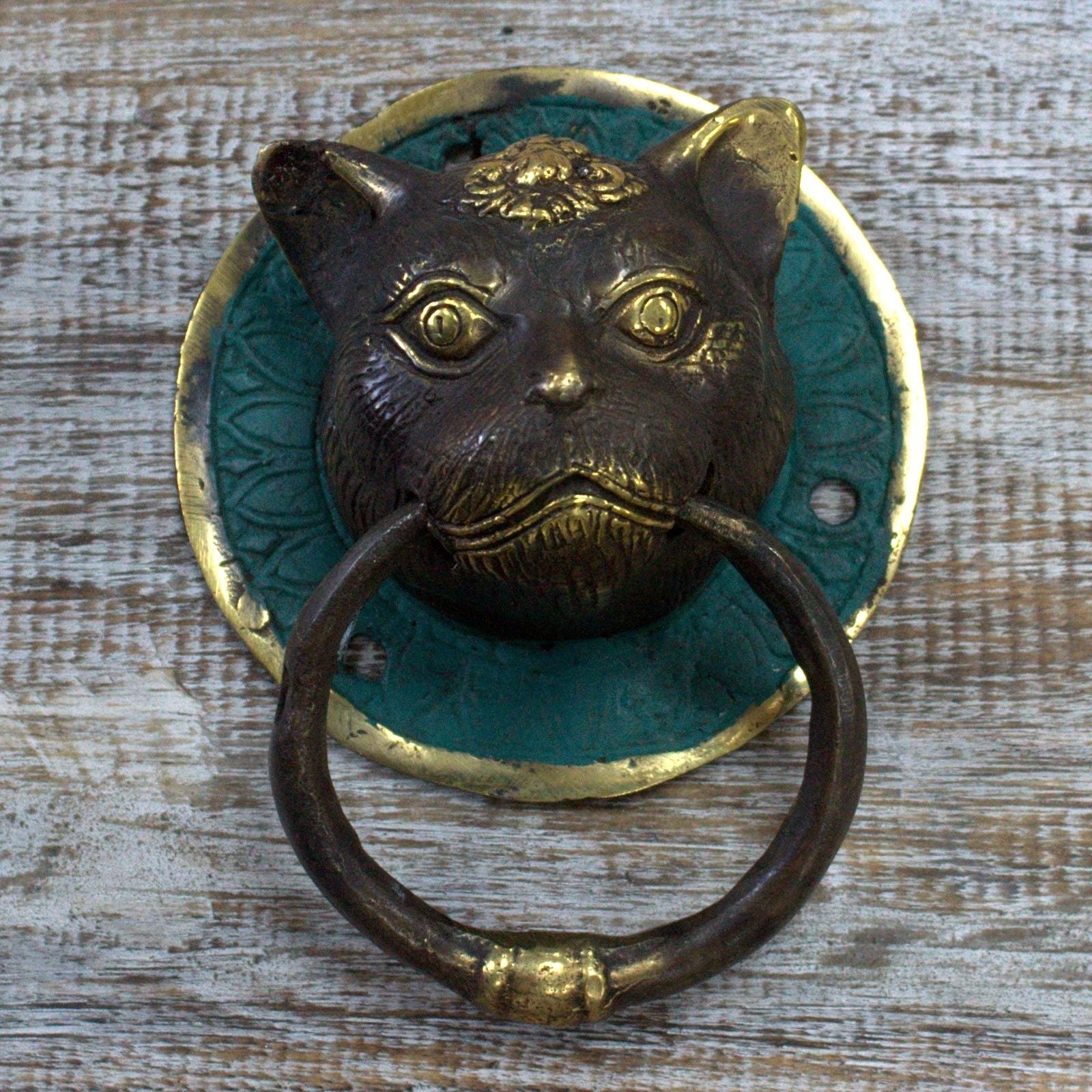 Brass Door Knocker - Cats Head - Luna Panther