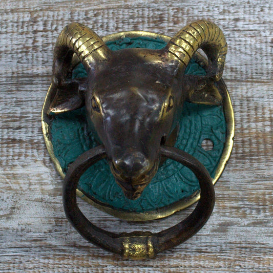 Brass Door Knocker - Rams Head - Luna Panther
