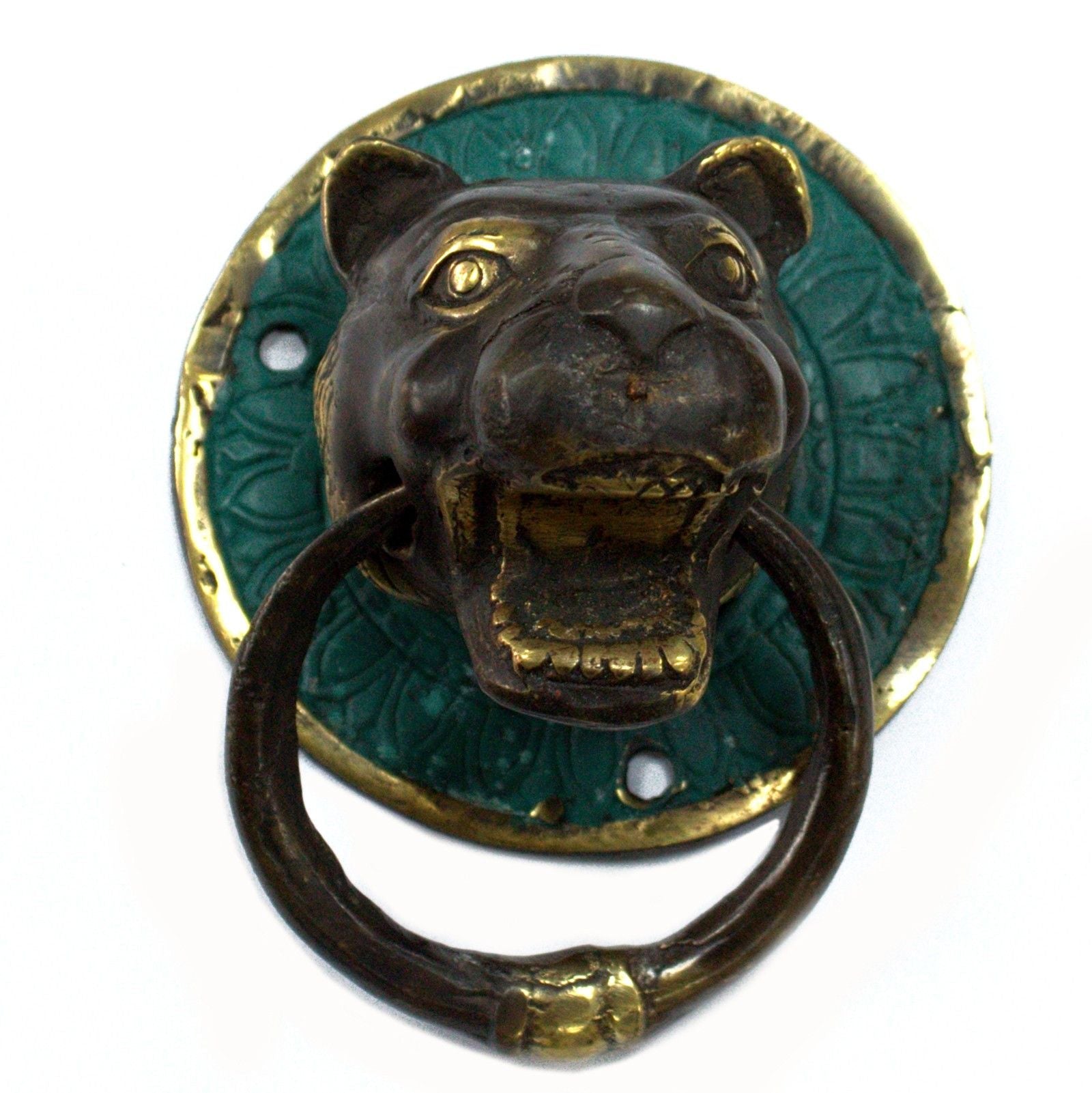 Brass Door Knocker - Tiger Head - Luna Panther