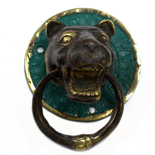 Brass Door Knocker - Tiger Head - Luna Panther alternate view